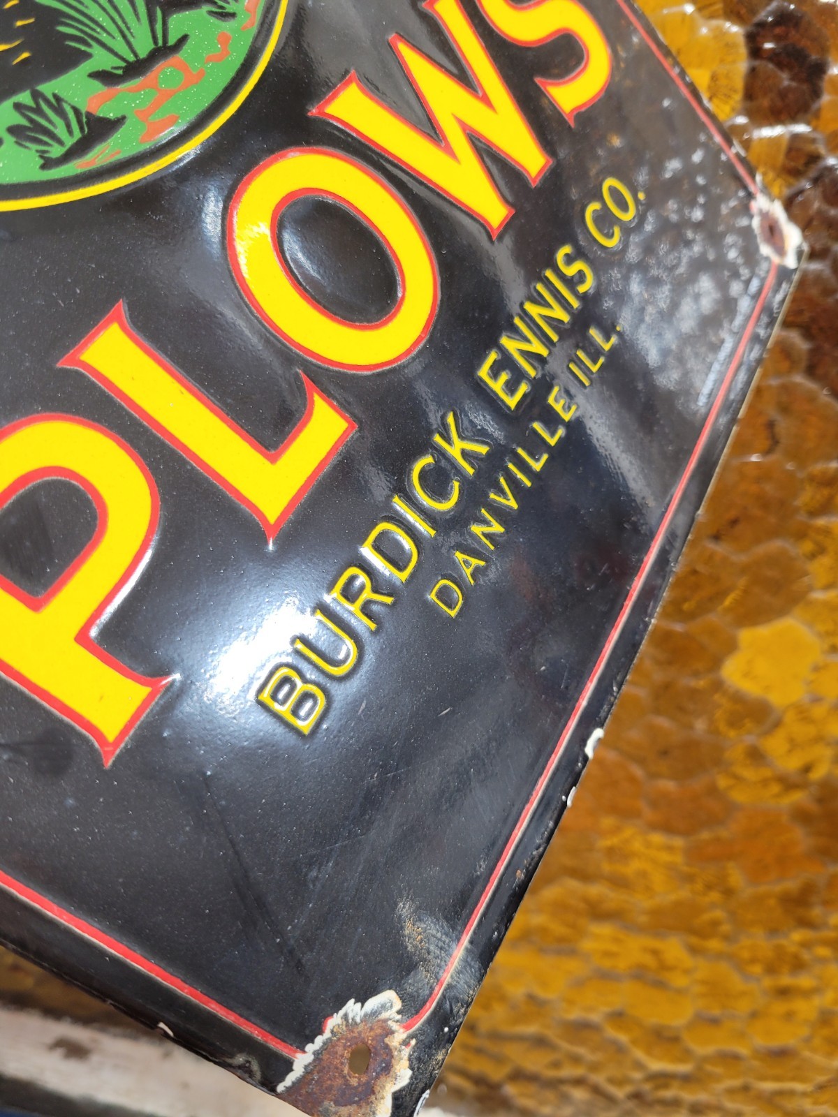 VINTAGE JOHN DEERE PORCELAIN SIGN OLD FARMING PLOW TRACTOR DEALER SALES SERVICE