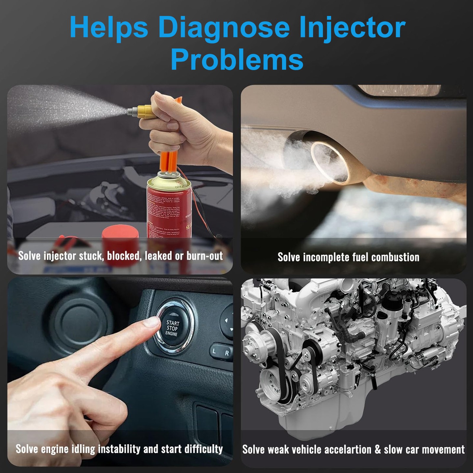 Universal Fuel Injector Tester Cleaner & Adapter DIY Cleaning Tools Kit Set 12V