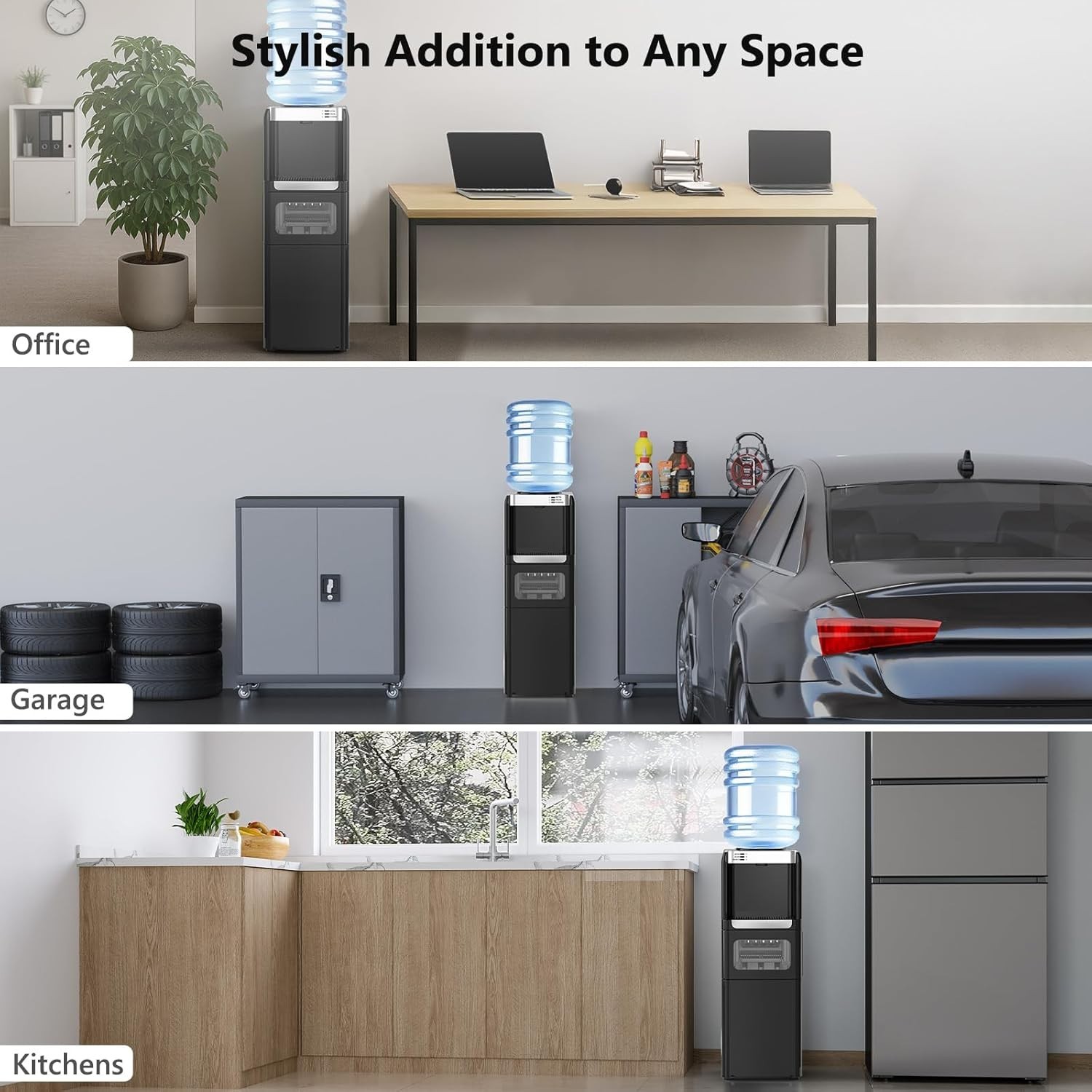 Water Dispenser with Ice Maker Function, Top Loading Hot and Cold Water Cooler