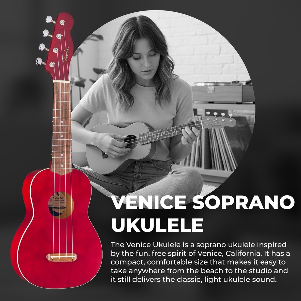 Fender Venice Soprano Ukulele - Cherry