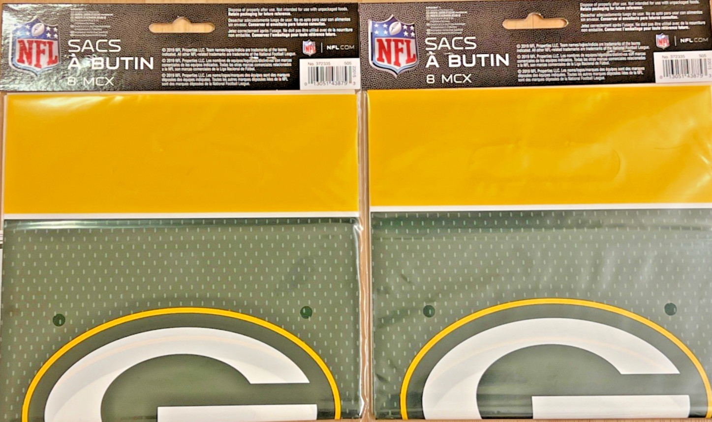 Green Bay Packers Football Sports Banquet Party Favor Snacks Loot Bags LOT of 2