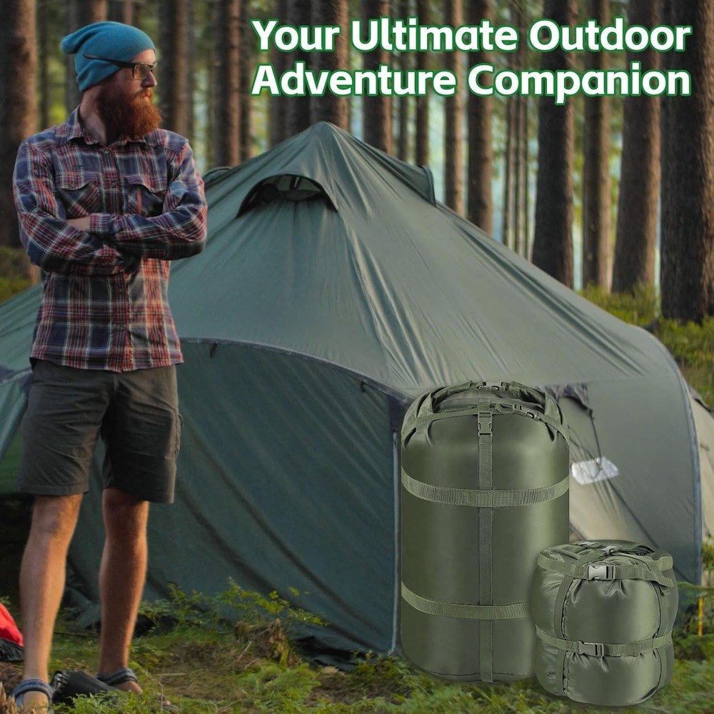 Nylon Compression Stuff Sack, 15L/27L/45L Lightweight Sleeping Bag Compre...
