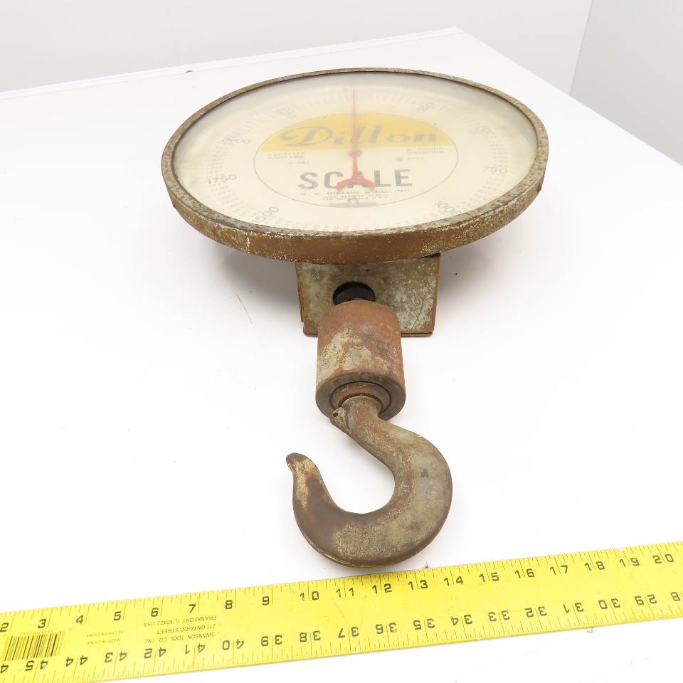 Dillon S-2500 0-2500Lbs Capacity Hanging Scale 5Lbs. Increments 16" Face Width