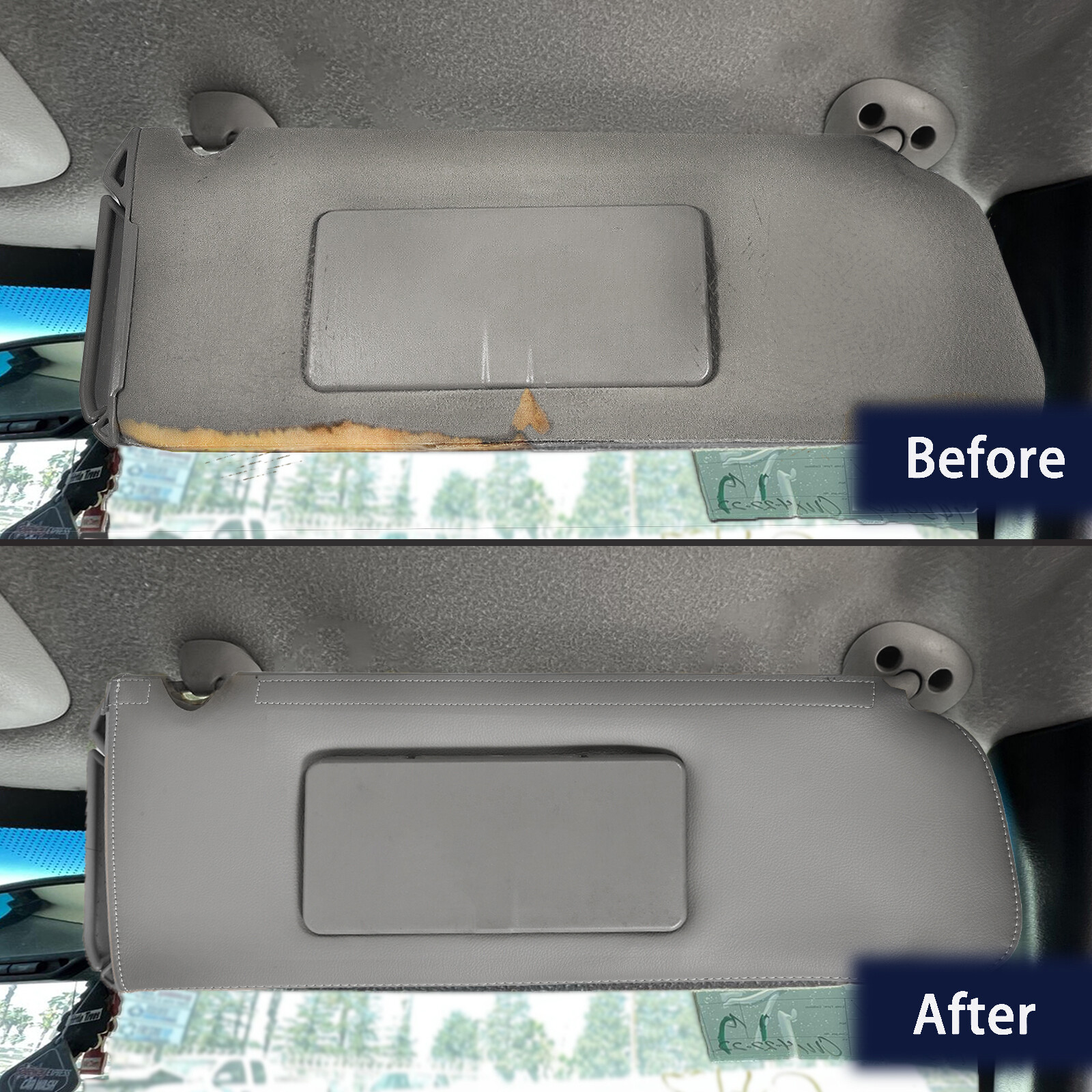 2pcs Fits 1995-1999 Tahoe Suburban Yukon Sun Visor Leather Cover Trim Gray KBH