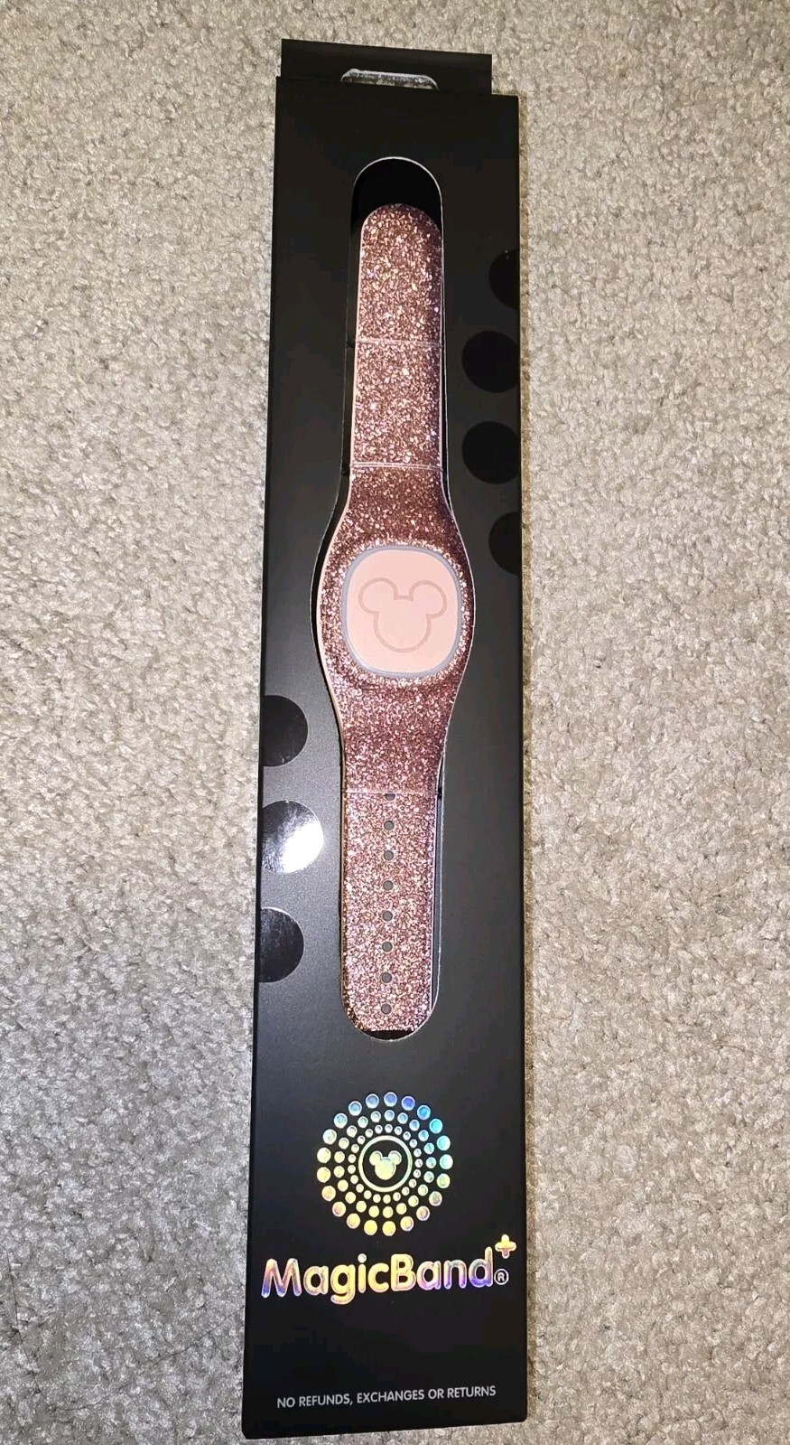 NEW Disney Parks Magic Band Plus Rose Gold Pink Glitter W / CABLE ~ UNLINKED
