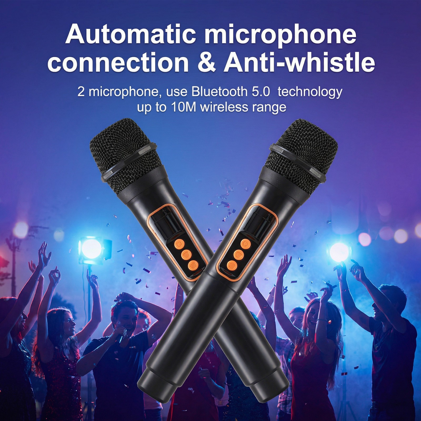 Portable Bluetooth Party Speaker PA System with Dual 15'' Subwoofer 2 Microphone