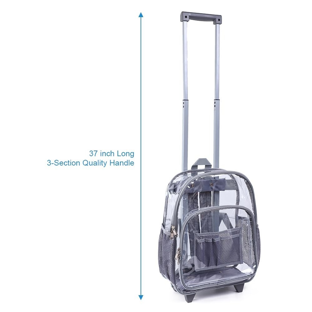 Rolling Clear Backpack, Heavy Duty Cold-Resistant Transparent PVC Backpack wi...