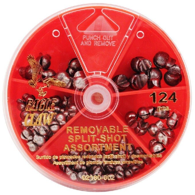 EAGLE CLAW DIAL PACK REMOVEABLE SPLIT SHOT ASSORTMENT 124 PC. #02180H-002 NEW!