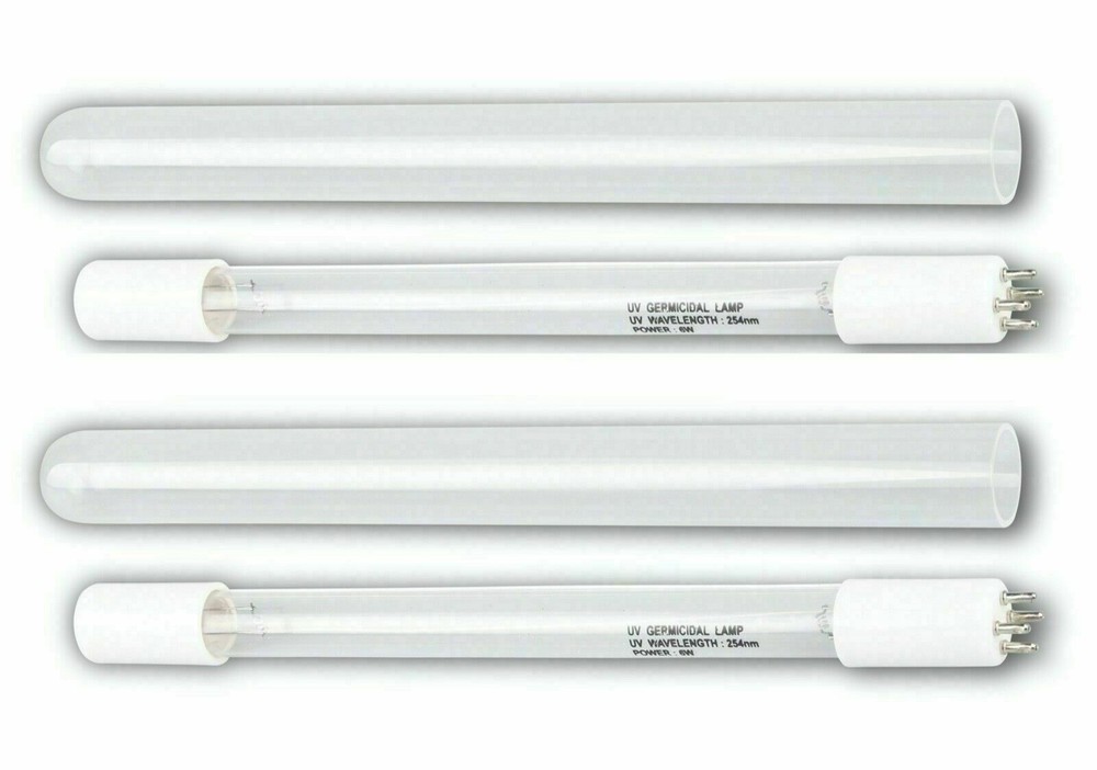 6W UV Replacement Quartz Sleeves and 4 Prong Bulbs for our Ultraviolet Light 4pc