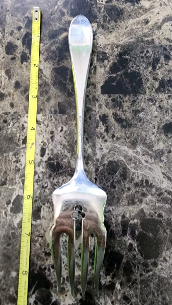1847 ROGERS ANTIQUE c1895! VISTA PATTERN SILVERPLATED MEAT SERVING FORK 🥩