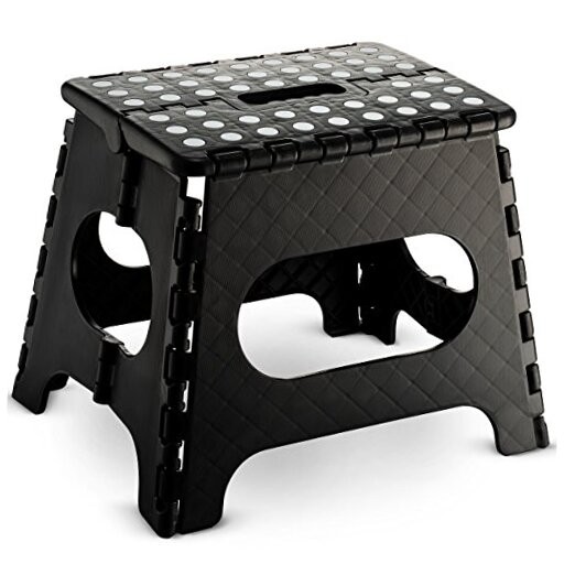 Folding Step Stool - 11" Hight - The Lightweight Step Stool is Sturdy Black