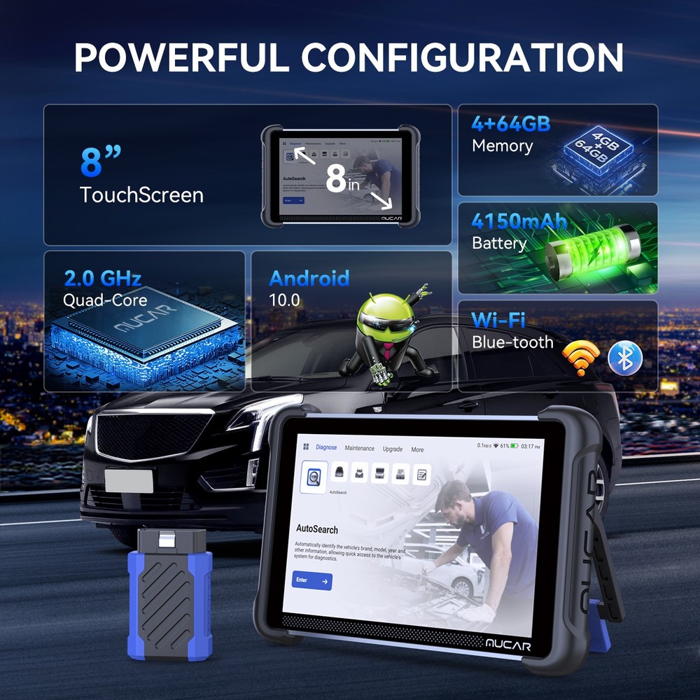 MUCAR 892BT Extension Tools Car TPMS K'ey Programmer Bidirectional Scanner Free