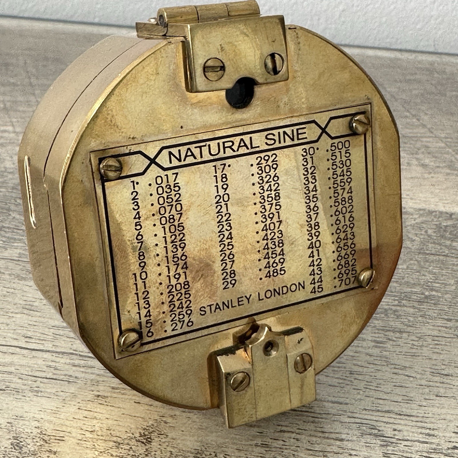 Vintage STANLEY LONDON Natural Sine Brass Compass & Wooden Box