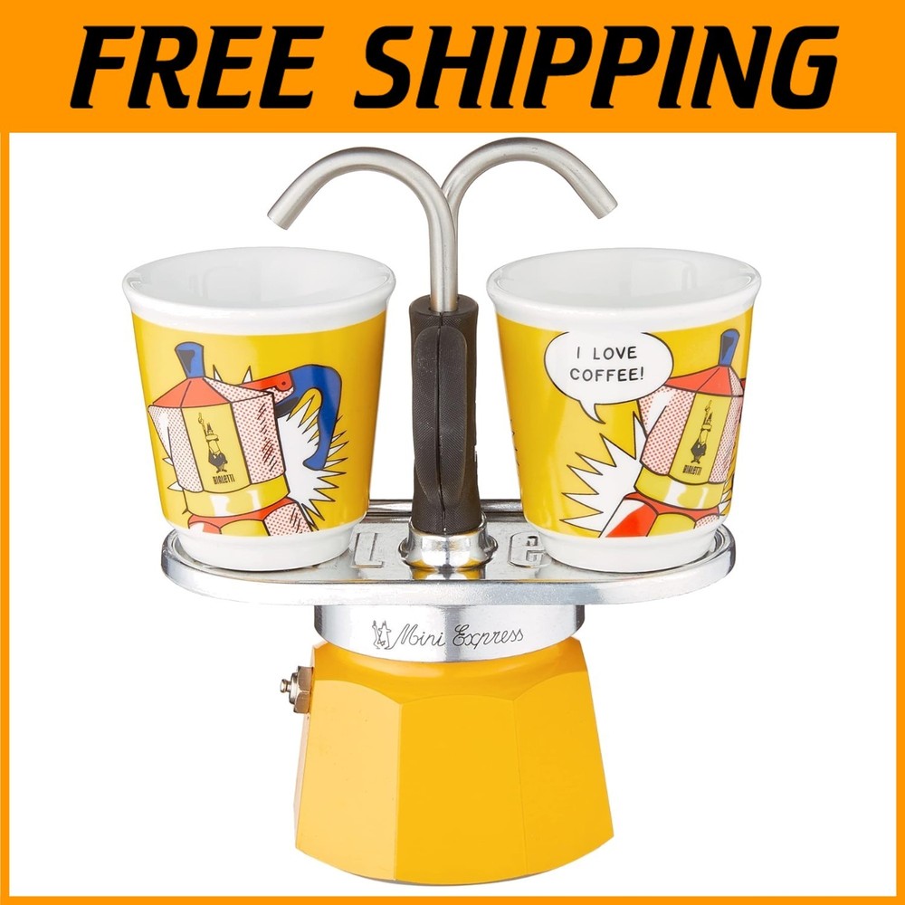 Mini Express Lichtenstein Coffee Maker Set + 2 Shot Glasses