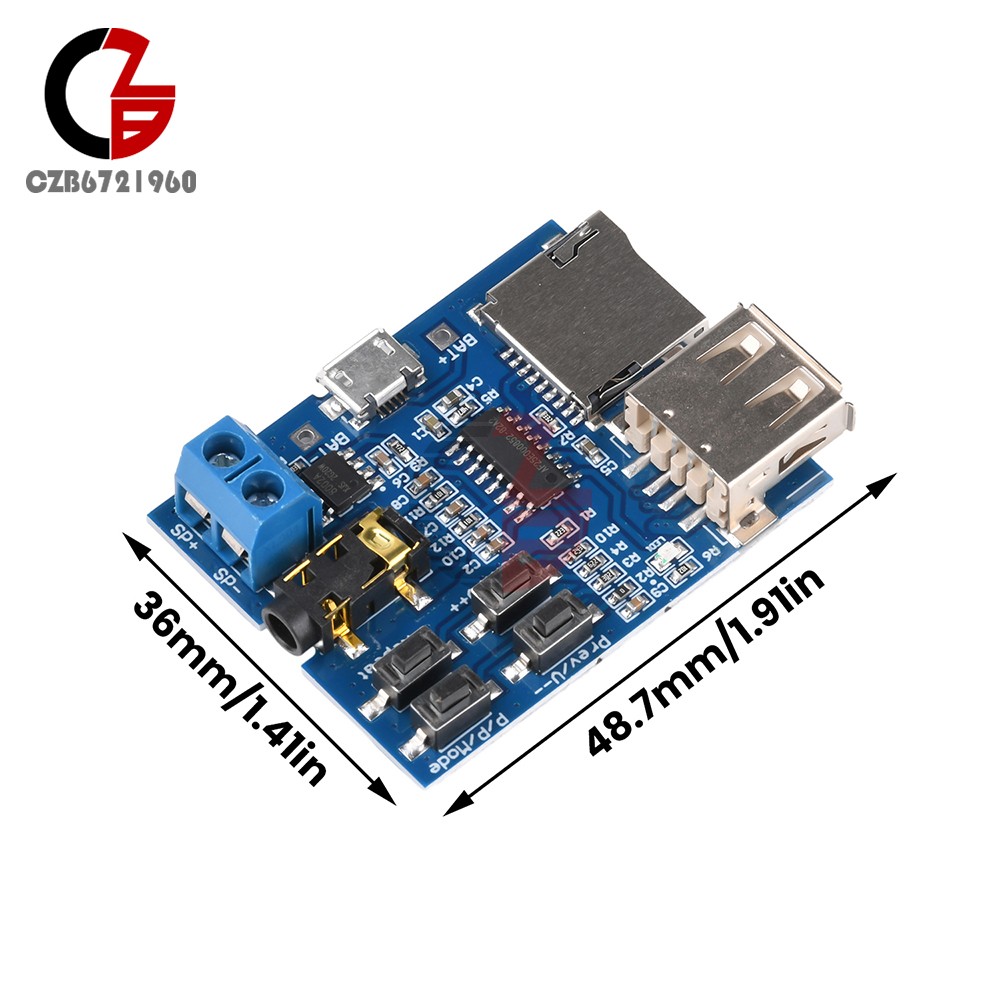 2PCS 3W MP3 Decoder Board Micro USB TF Card Audio Player Mono Amplifier Decoding