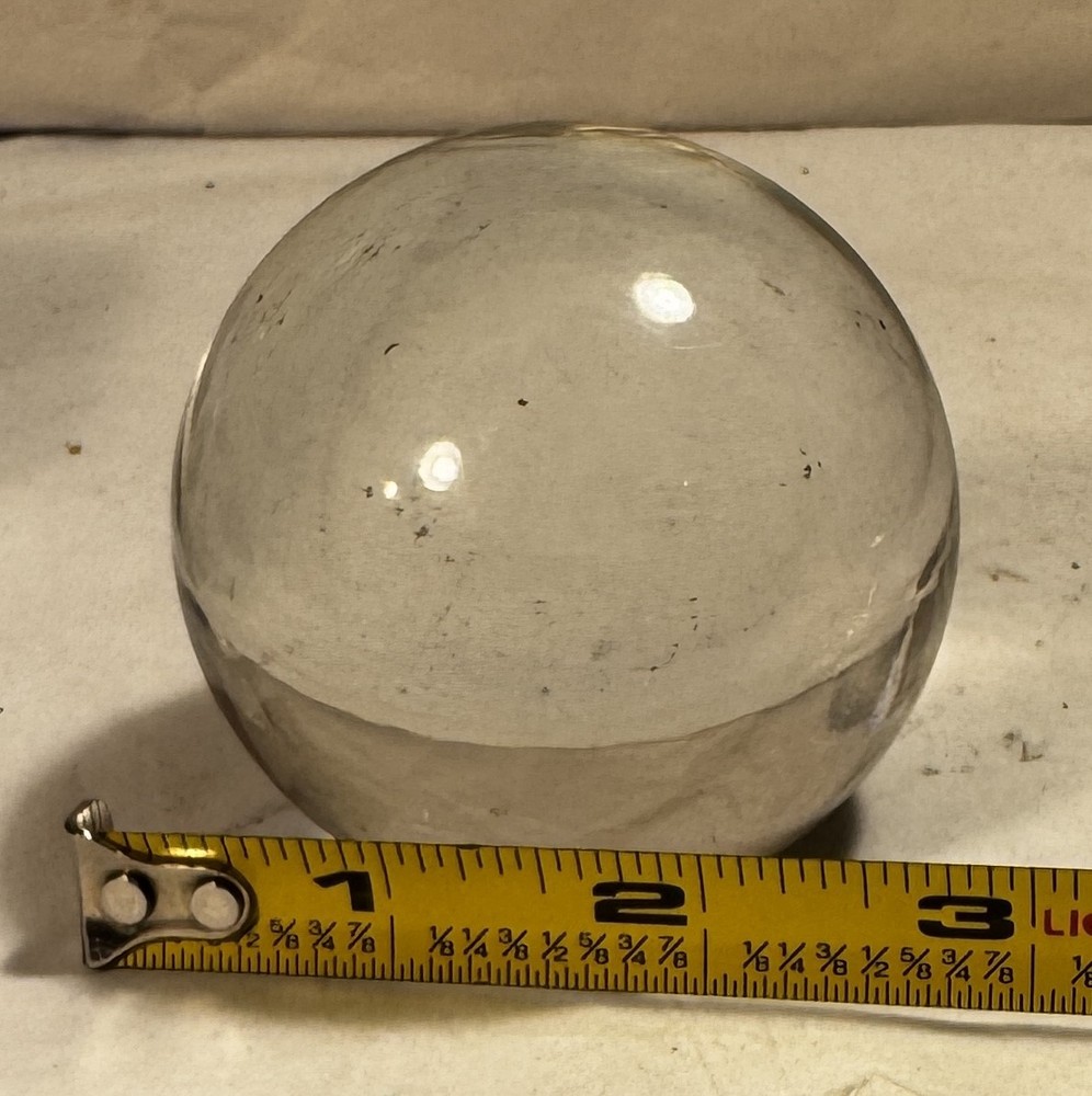 Antique 19thC Solid Glass Reading Ball 3” Desk Optical Magnifier