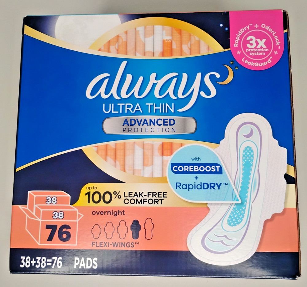 Always Ultra Thin Advanced Protection Overnight, 76-Pads