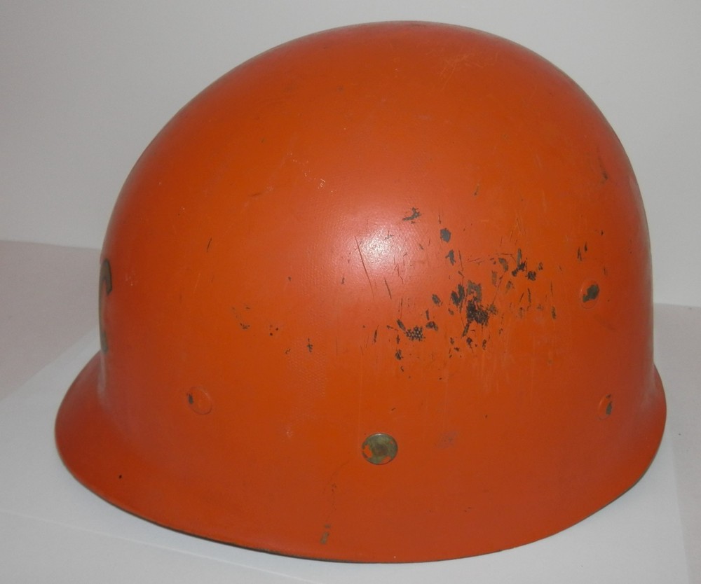 WWII US Orange M1 Helmet Liner Marked E S C