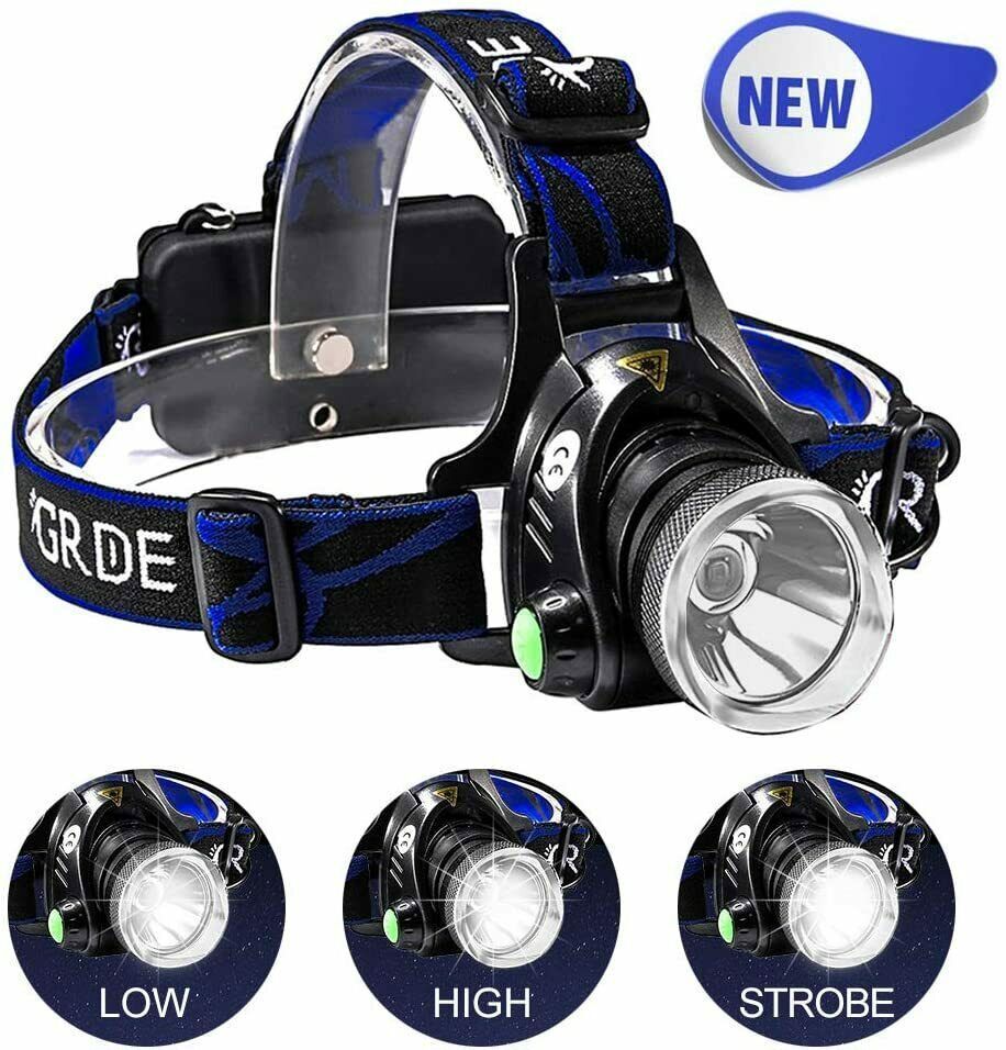 Super Bright LED Headlamp Rechargeable Headlight Zoom Head Torch Flashlight US