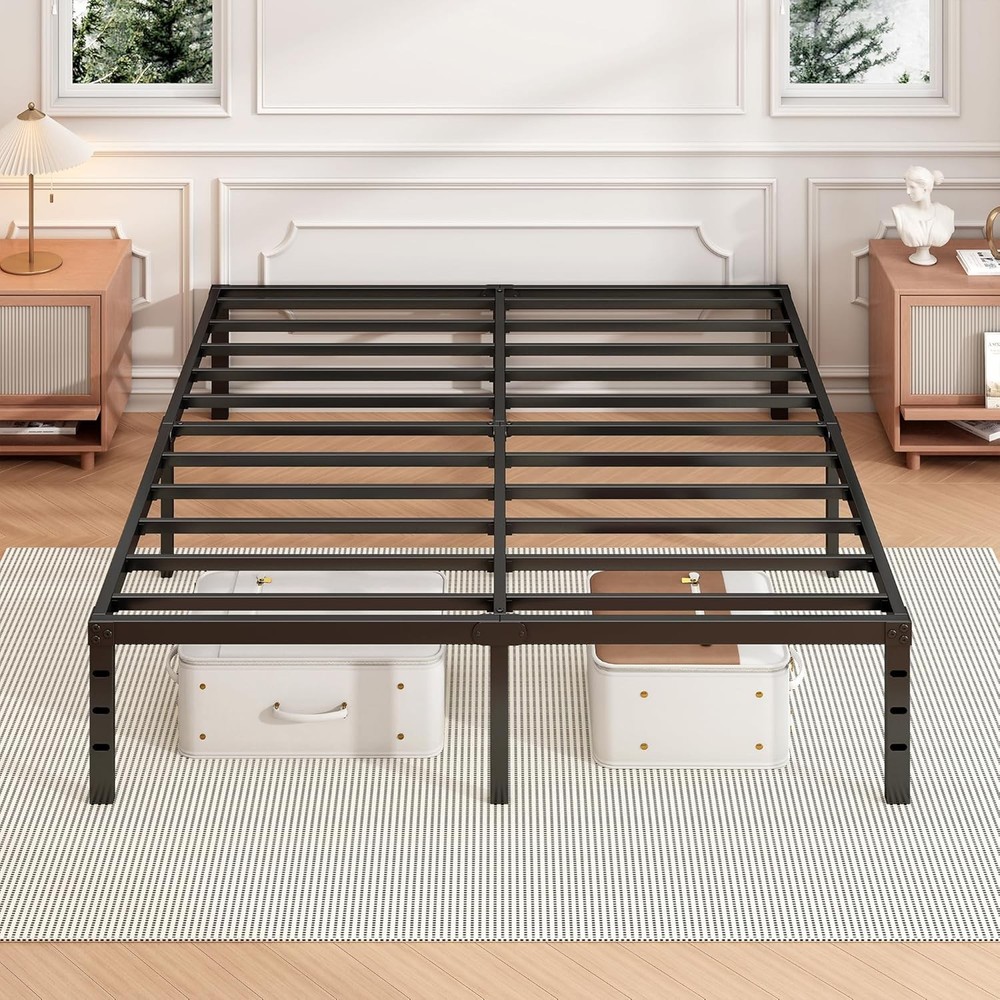 16 Inch Queen Bed Frame Sturdy Metal Platform Queen Size No Box Spring Needed
