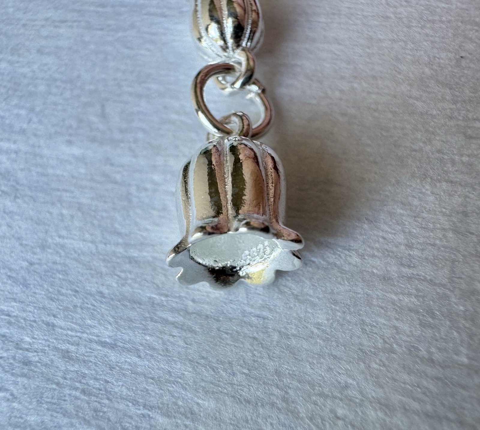 Sterling Silver Lily Of The Valley 925 Set Of 2 Charms 3D Bracelet Stamped New