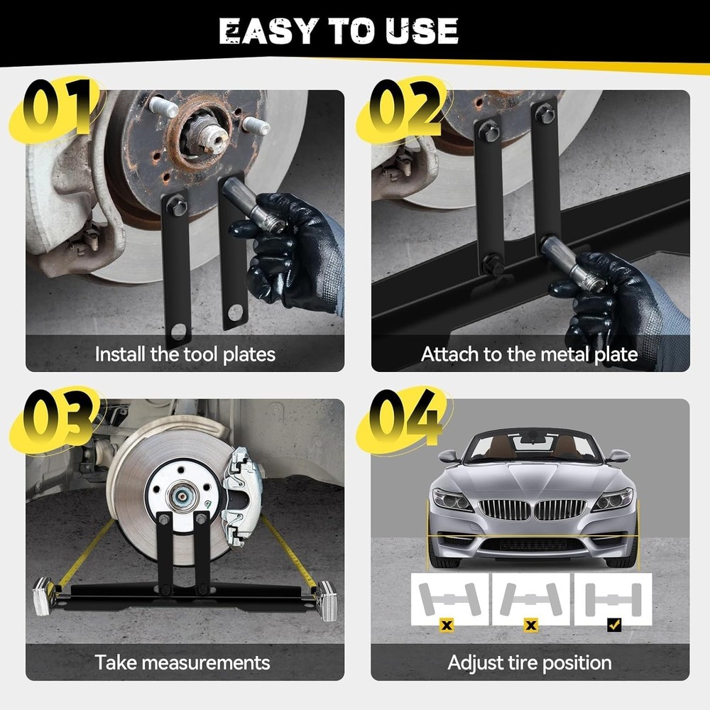 Upgraded Heavy-Duty Steel Wheel Alignment Tool Kit - Collapsible Toe Alignment