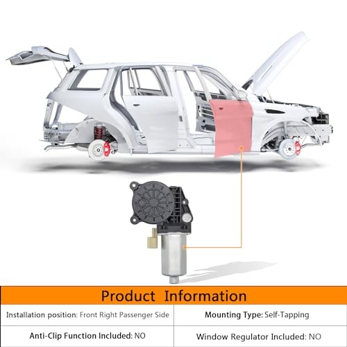 2 pins Front Right Passenger Side Power Window Motor Compatible with Dodge Ram