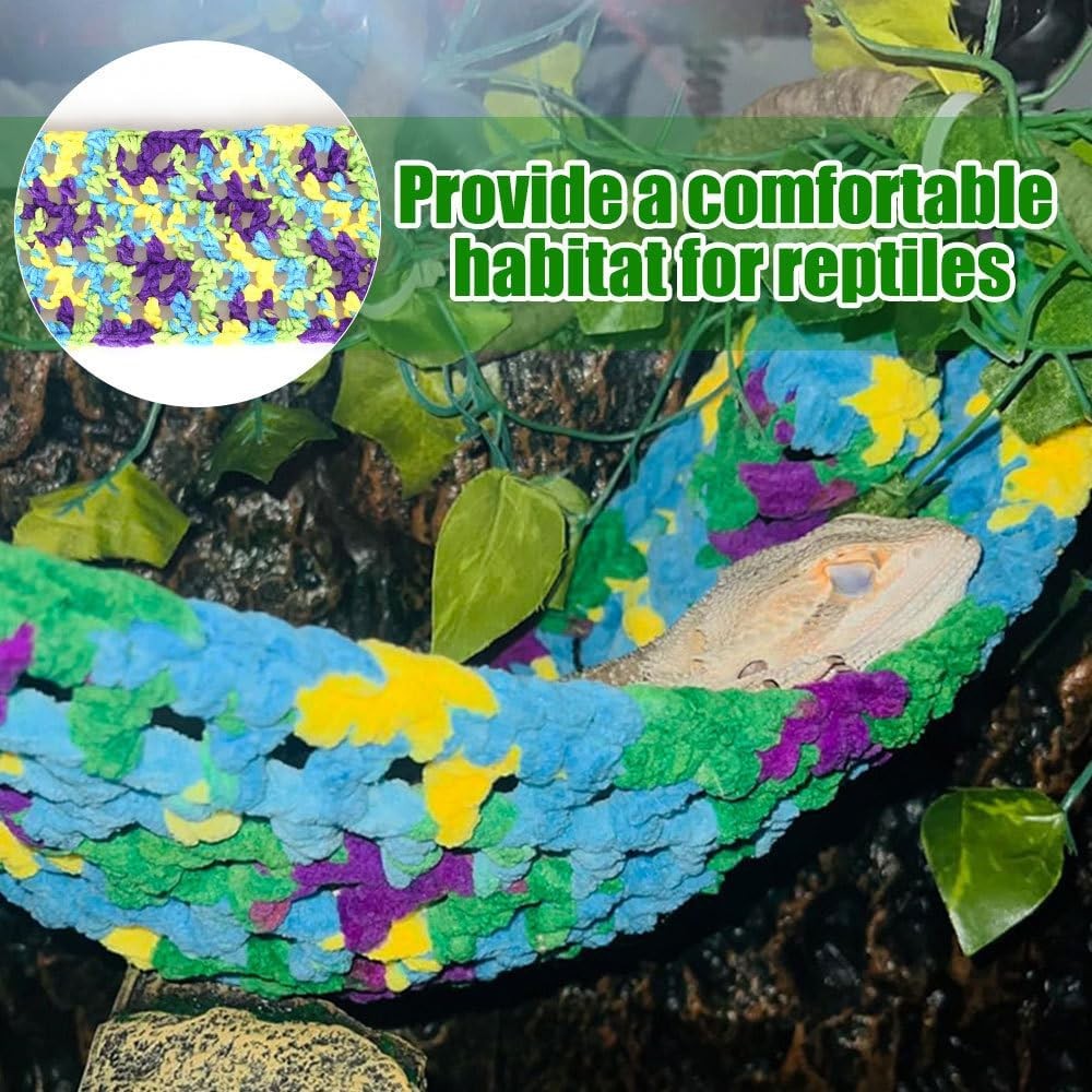 Reptile Hammock Hanging Rectangular Bearded Dragon Bed W/ Suction Cups & Hooks