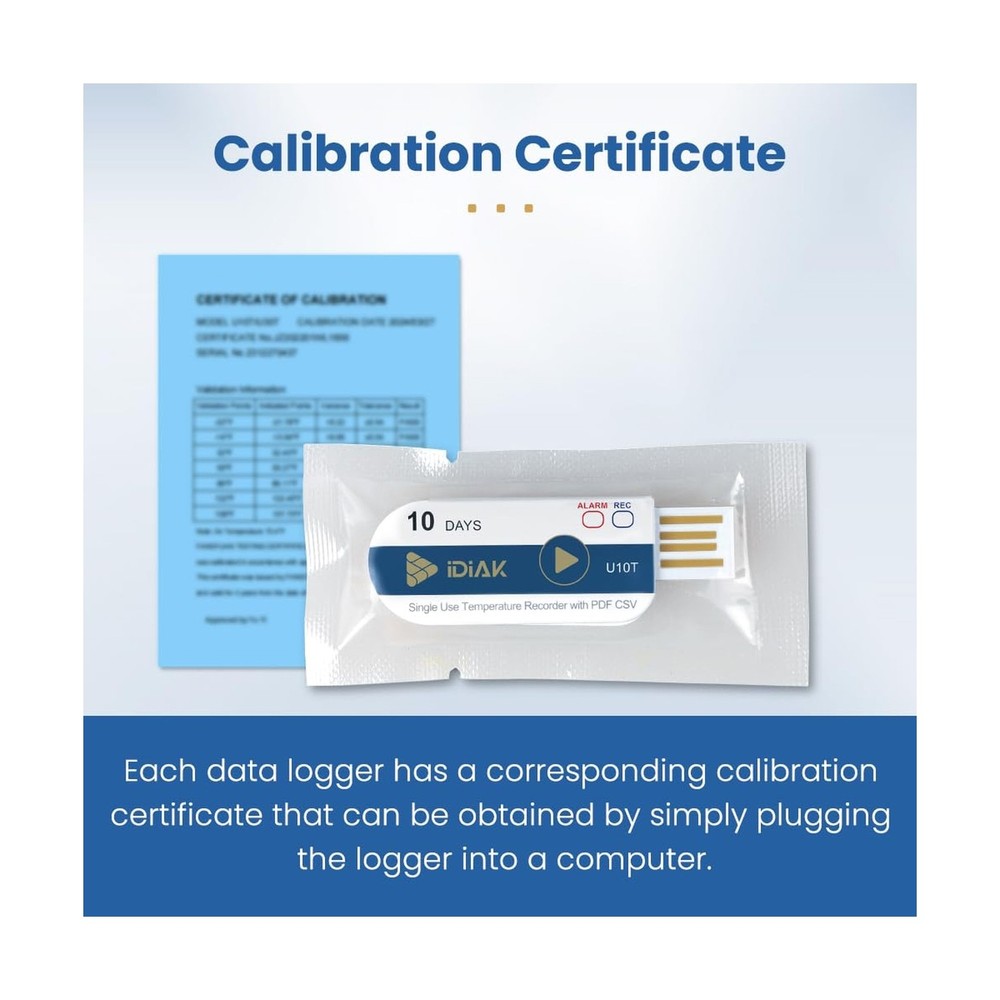 U10T 20 Pack USB Temperature Data Logger Single Use Temp Recorder with PDF an...