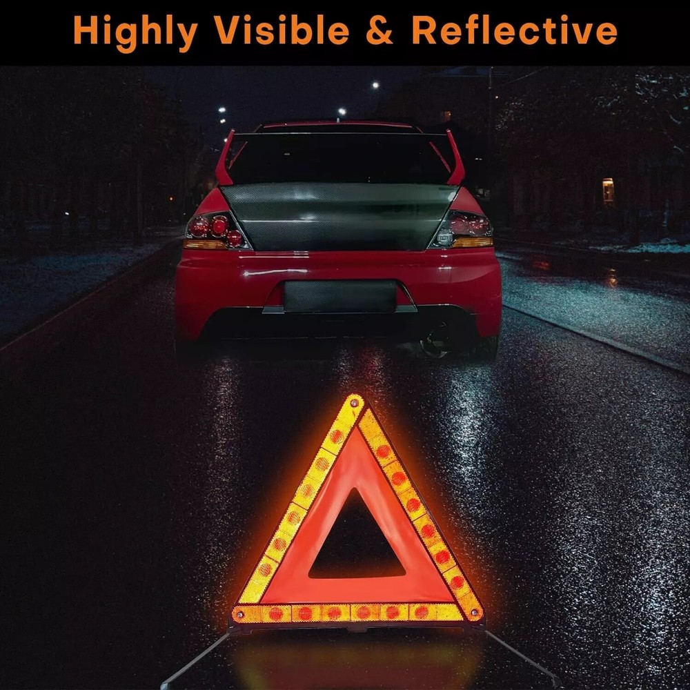 Emergency Warning Triangle Reflector Road Roadside Hazard Triangles Safety Sign