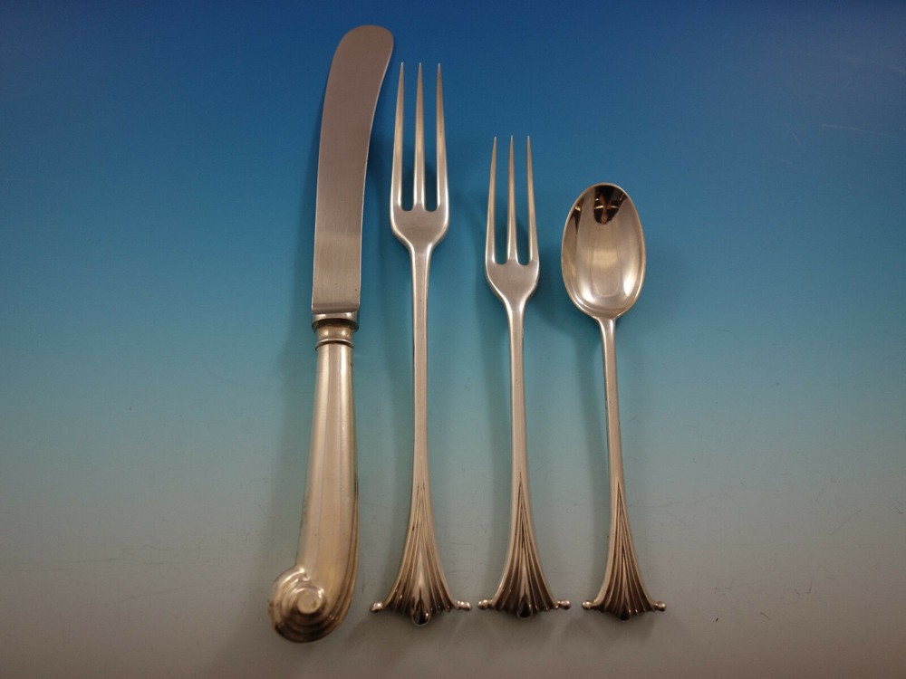 Scroll by James Robinson Sterling Silver Dinner Size Place Setting(s) 4pc