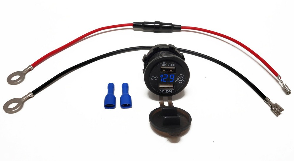 Voltmeter Dual USB Digital LED 5/16" Ring Cables Panel battery Box DIY K3VU