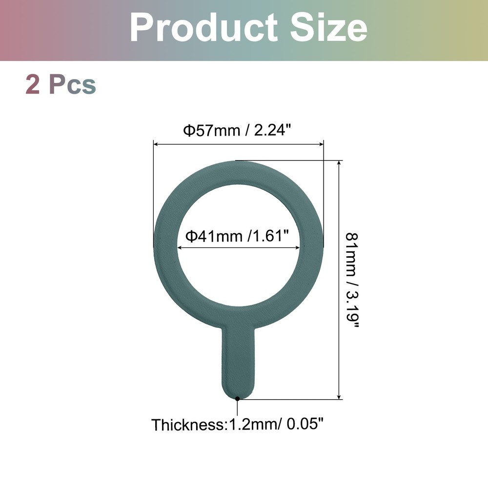 2Pcs Magnetic Adapter Ring, Leather Magnetic Sticker Ring, Green