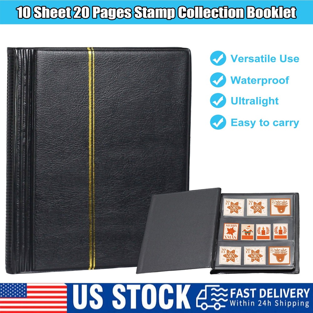 10-Page 20-Sheet Stamp Collection Album for Organized Stamp Storage and Display