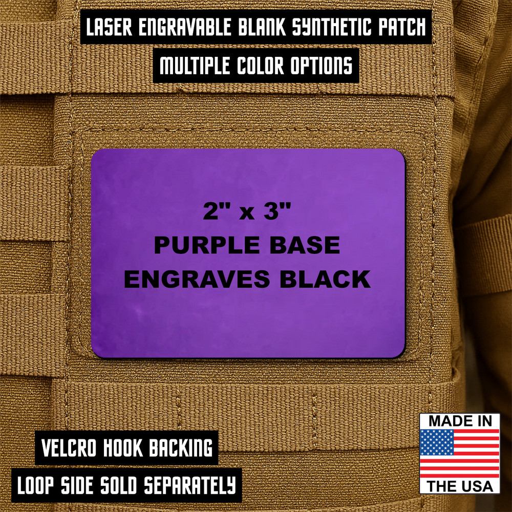 Laserable Blank Morale Patch 2x3 Synthetic Leather -Hook & Loop- CO2 Fiber Diode