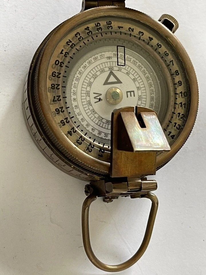 Solid Brass Engineer Survey Prismatic Compass With Leather Case