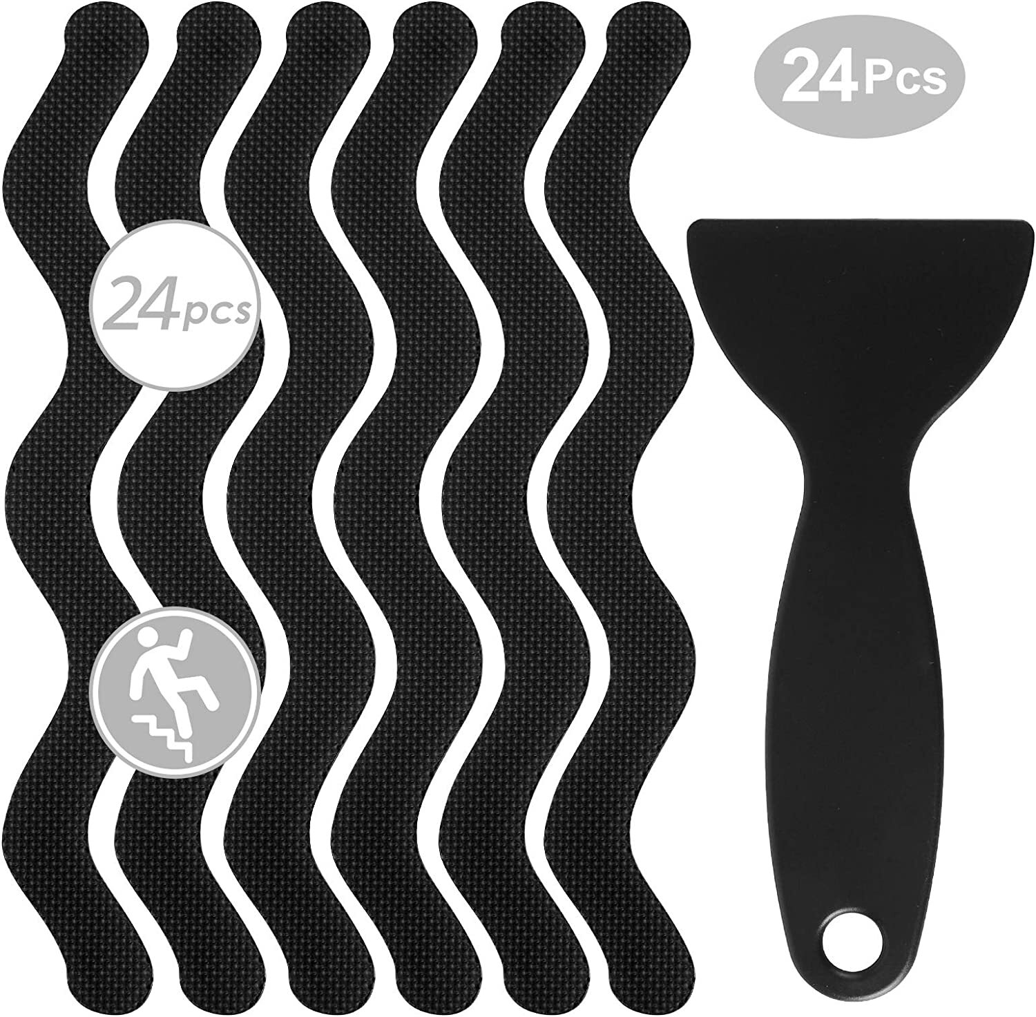 24PCs Bath Tub Shower Stickers Anti Slip Grip Strips Non-Slip Stickers