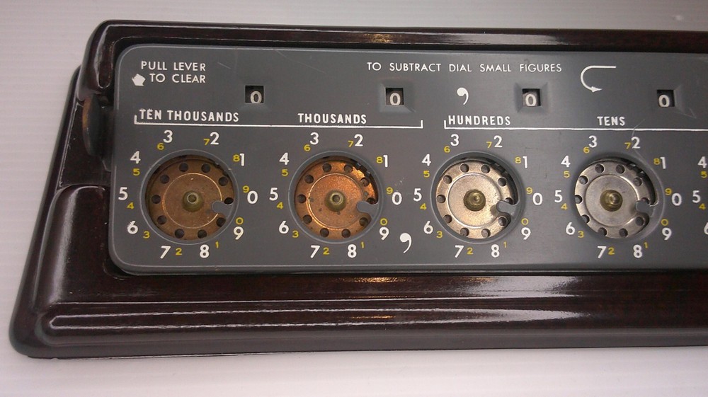 Large Bakelite/ Catlin brown Lightening Adding machine removable w/ instructions
