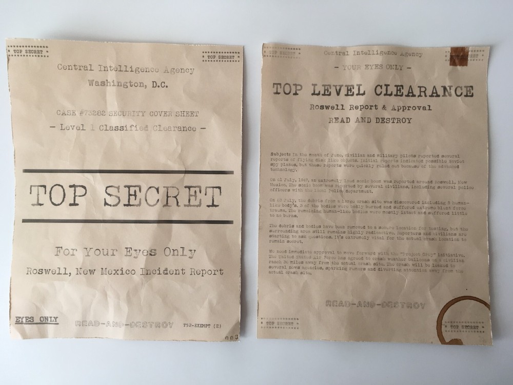 Roswell Crash Documents UFO Alien Crash Space Ship Top Secret Document