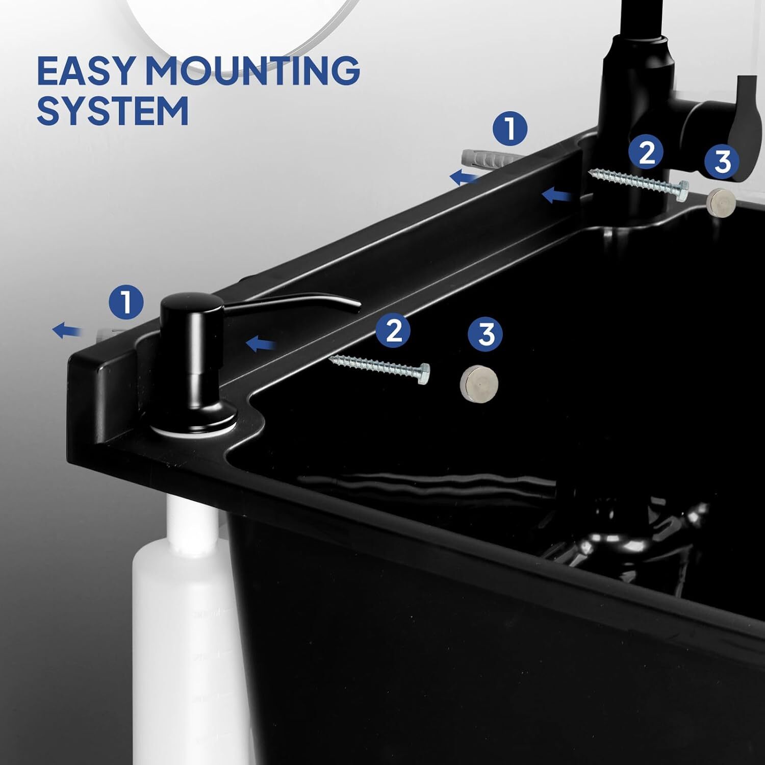 Plastic Wall-Mounted Utility Sink, Wall-Mounted Utility Tub with Hot&Cold Faucet