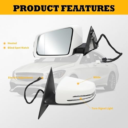 Driver Side Mirror Assembly Compatible with CLA250 CLA45 AMG 2014 Left White