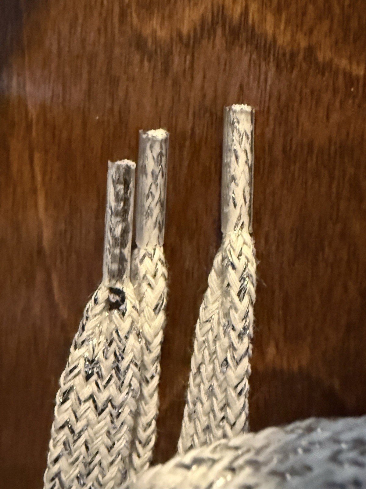 $95 Golden Goose Silver Lurex Laces with Contrasting Black Logo