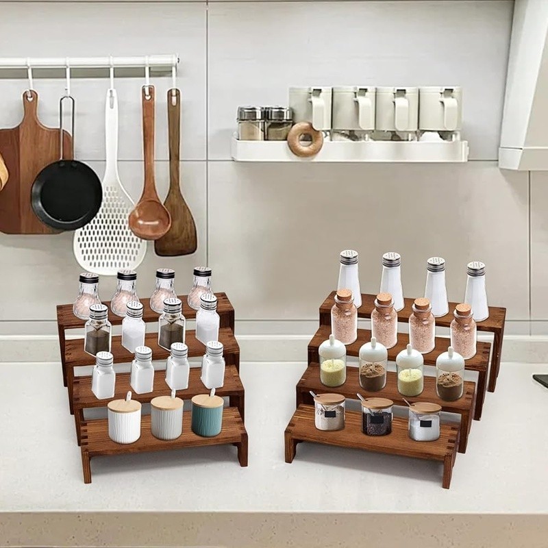 Wood Display Risers Set Rustic Natural Solid Wood U-Shaped Stands Event Decor US