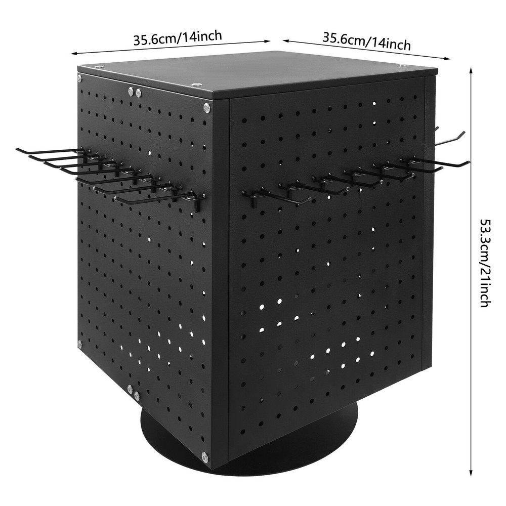 Pegboard Rotating Display Stand, 4 Sided Spinning Peg Board Display