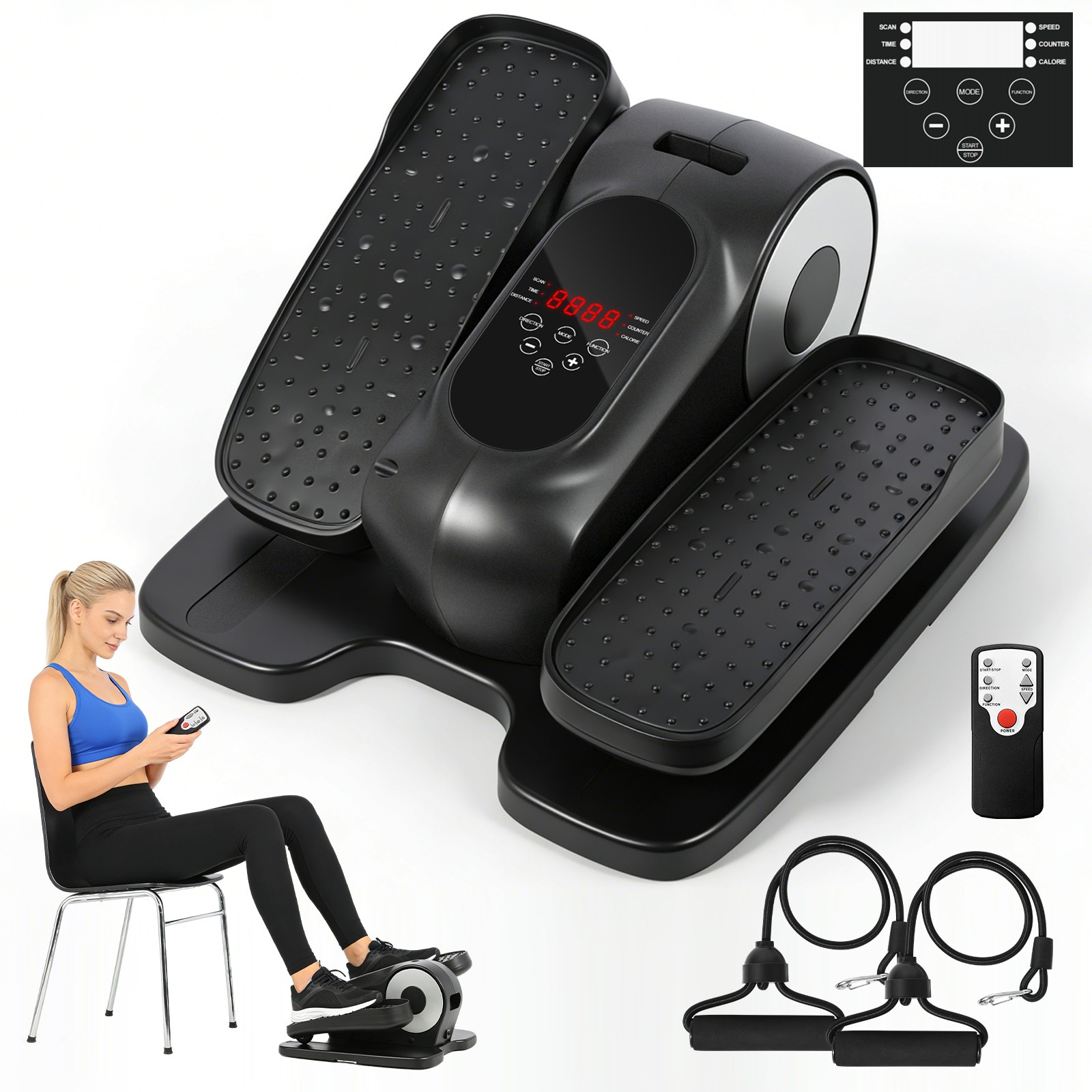 Under Desk Electric Elliptical Quiet Seated Exerciser w/ Remote 12 Speed Seniors