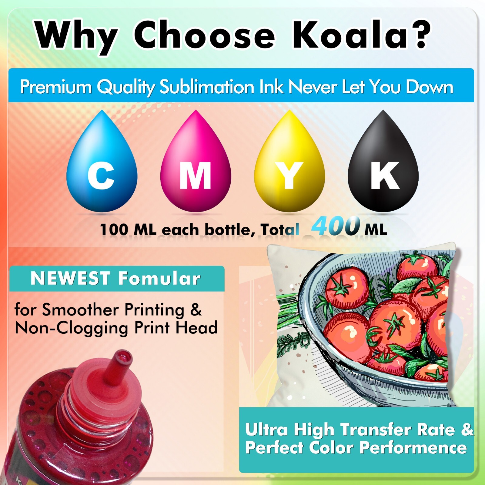Bundle Kit 125g A-SUB Sublimation Paper 8.5x11 + Koala Sublimation Ink Inkjet