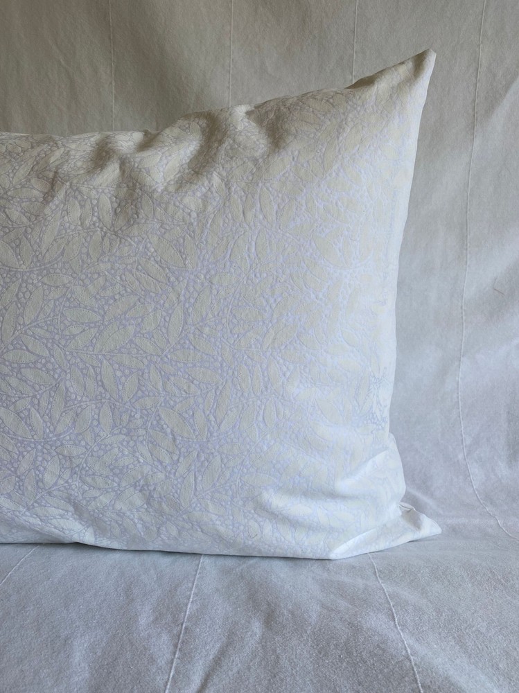 White on White Leaf Pattern Pillowcase | Handmade | 100% Cotton