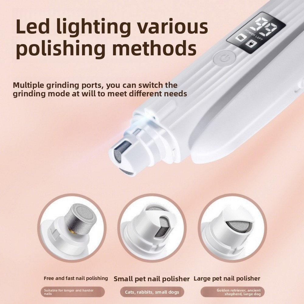 Electric Dog Nail Grinder Pet Trimmer USB Rechargeable Clipper with LED Light US