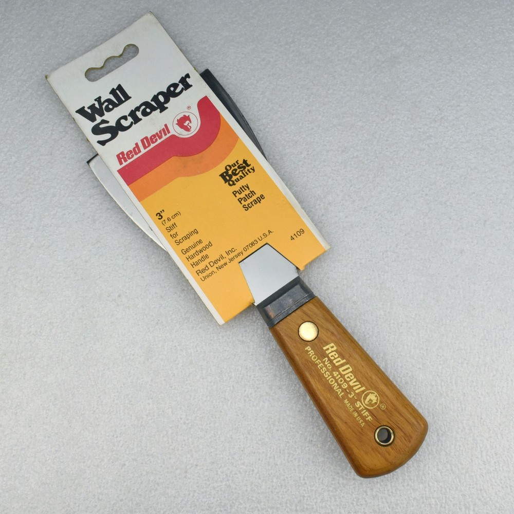 NOS Red Devil Professional Wall Putty Patch Scraper 3" Stiff No. 4109 USA