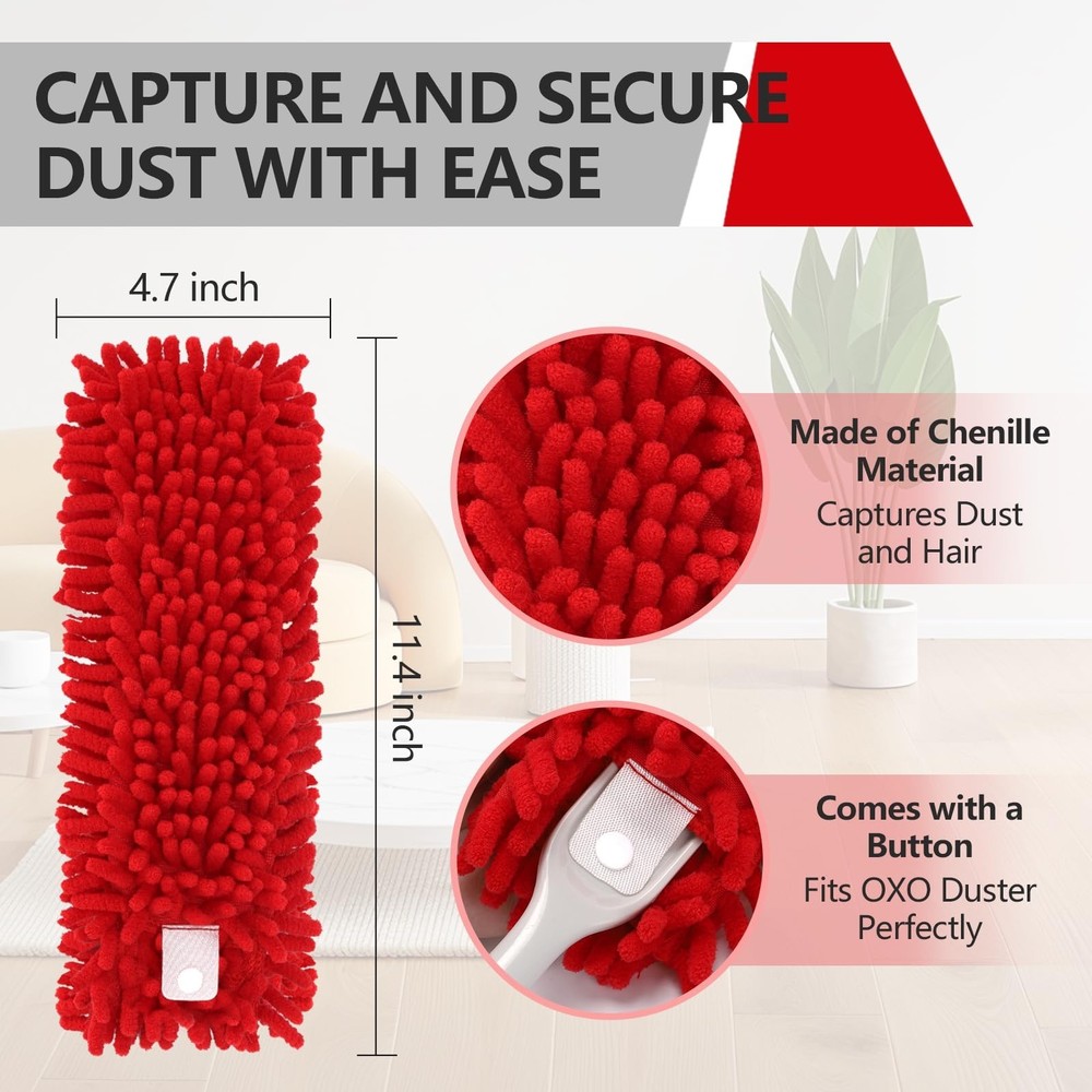 Reusable Microfiber Duster Refills Compatible with OXO & for MR.SIGA Duster -...